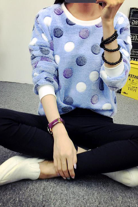 Фото товара 8812, толстовка из плюша с принтом горох