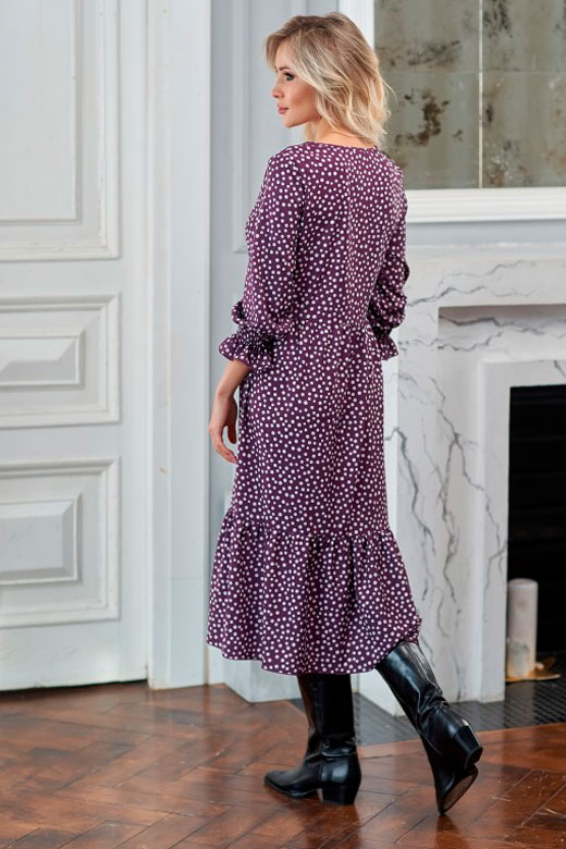 Фото товара 19258, легкое платье ягодного цвета